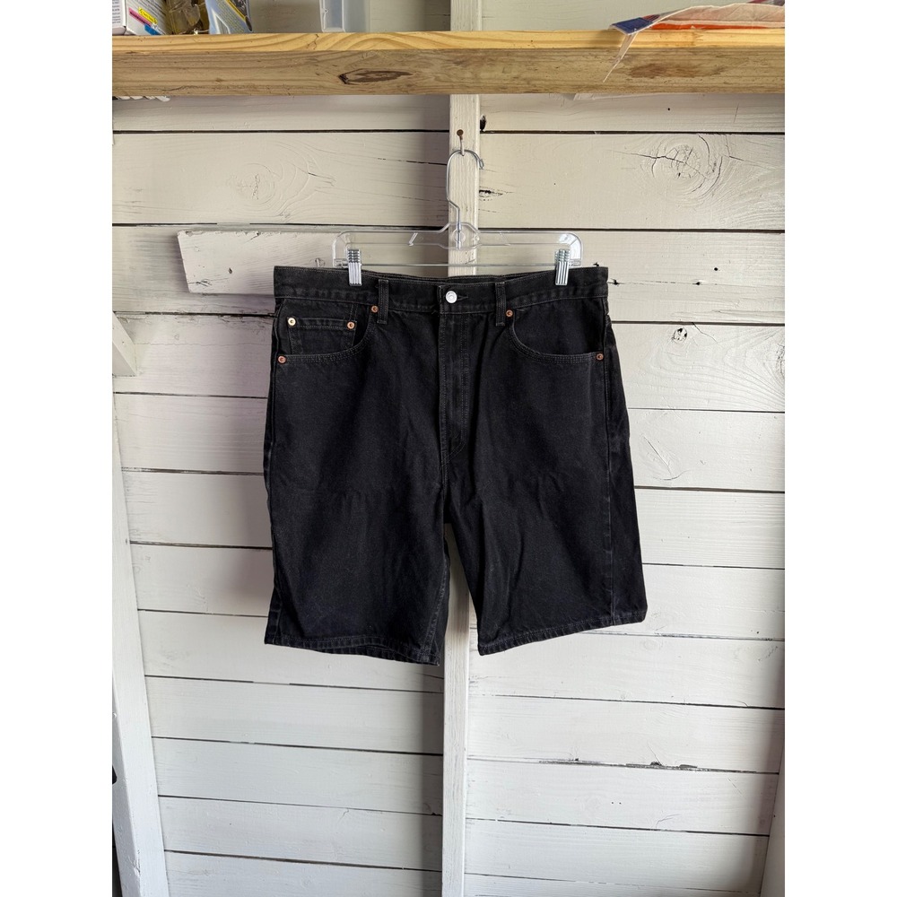 Levis 505 Mens Black Denim Shorts Regular Fit Made in USA Vintage Size 38